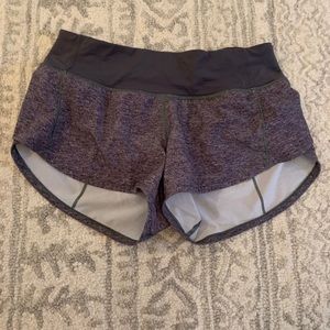 Grey lululemon speed up shorts size 2